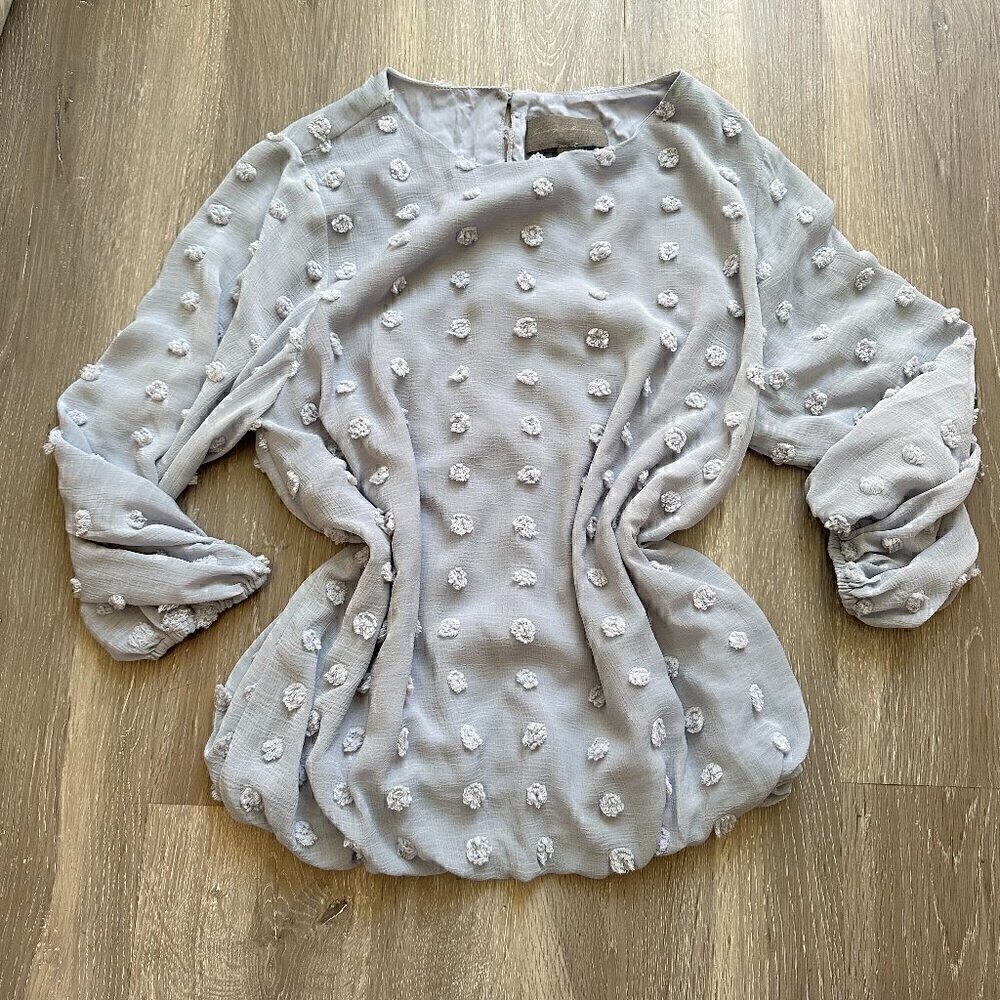 Sunday in Brooklyn Light Gray Textured Swiss Dot Blouse